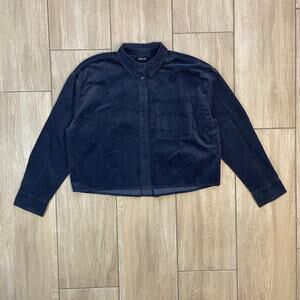 Madewell Oversized Corduroy Shacket Jacket Womens M Cropped Blue Button Up